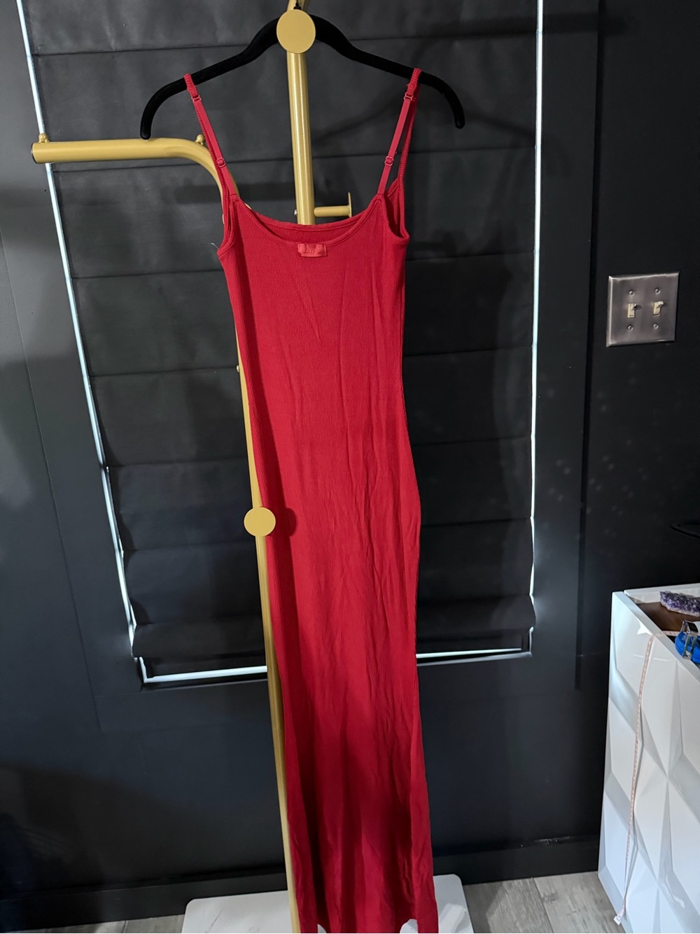 SKIMS Red Spaghetti Strap Maxi Slip Dress NWOT